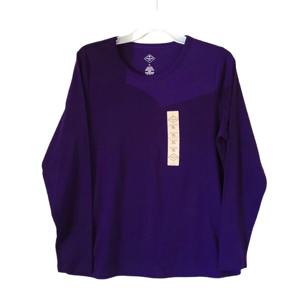 St. John's Bay NWT XL Purple Crew Neck Long Sleeve Top